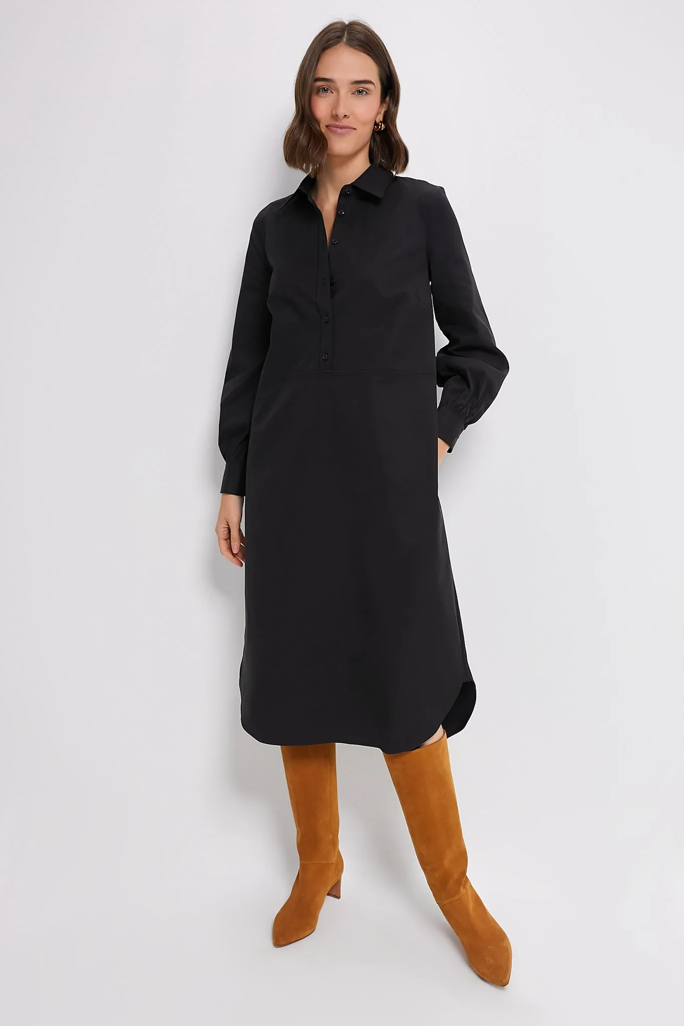 Black Lantern Sleeve Tory Shirt Dress sold by Tuckernuck product image thumbnail 2
