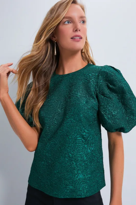 Green Jacquard Noelle Blouse sold by Tuckernuck