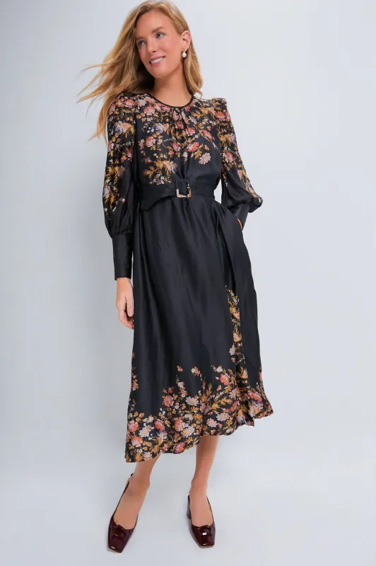 Midnight Blossom Satin Midi Dress sold by Tuckernuck