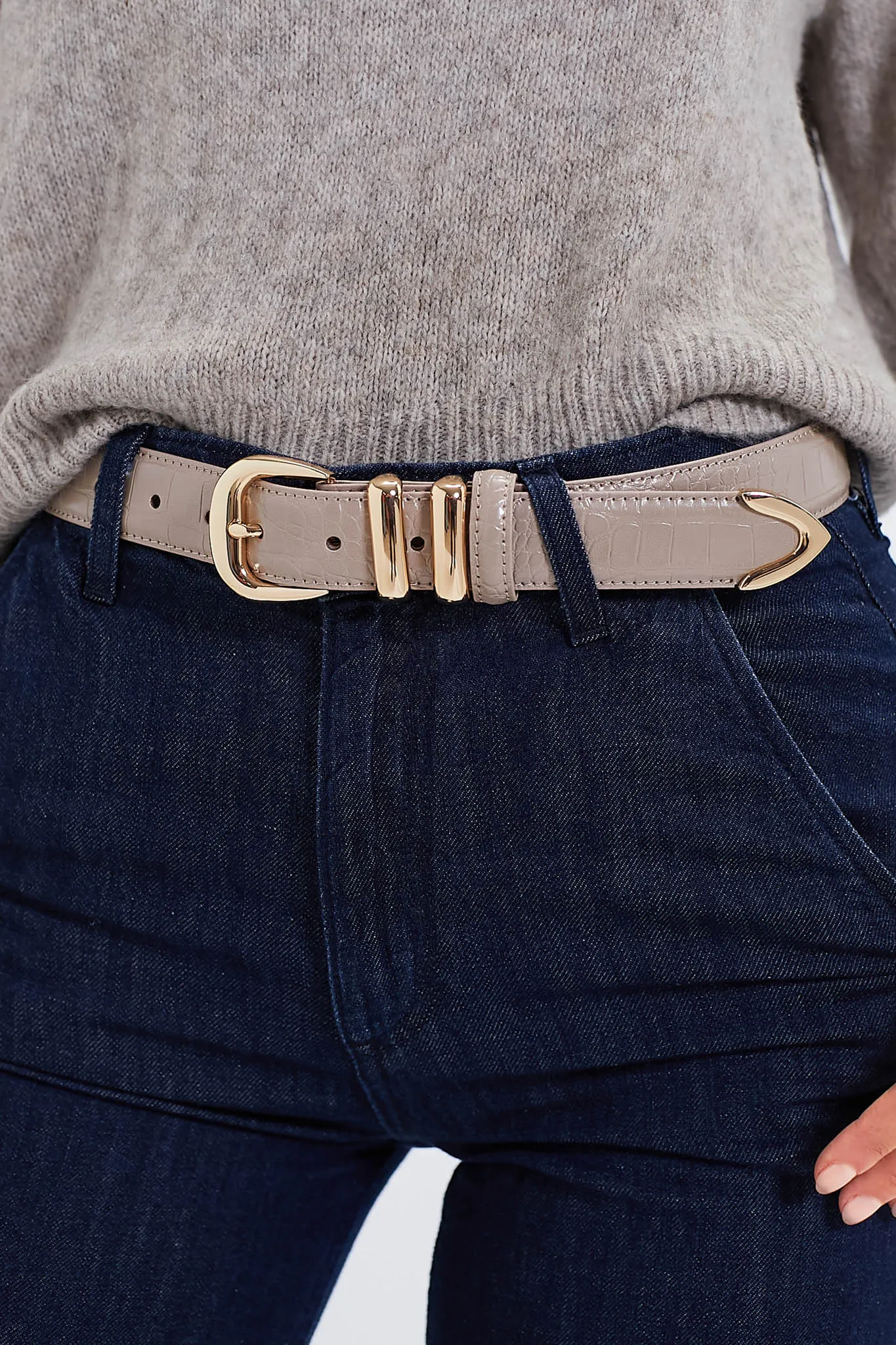 Taupe Croc-Embossed Western Belt sold by Tuckernuck product image thumbnail 2