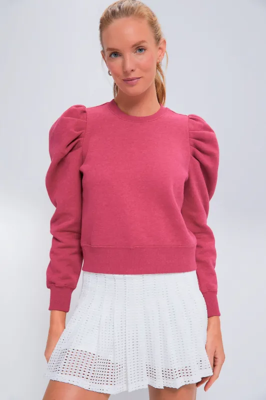 Heathered Red Puff Sleeve Maisie Pullover sold by Tuckernuck