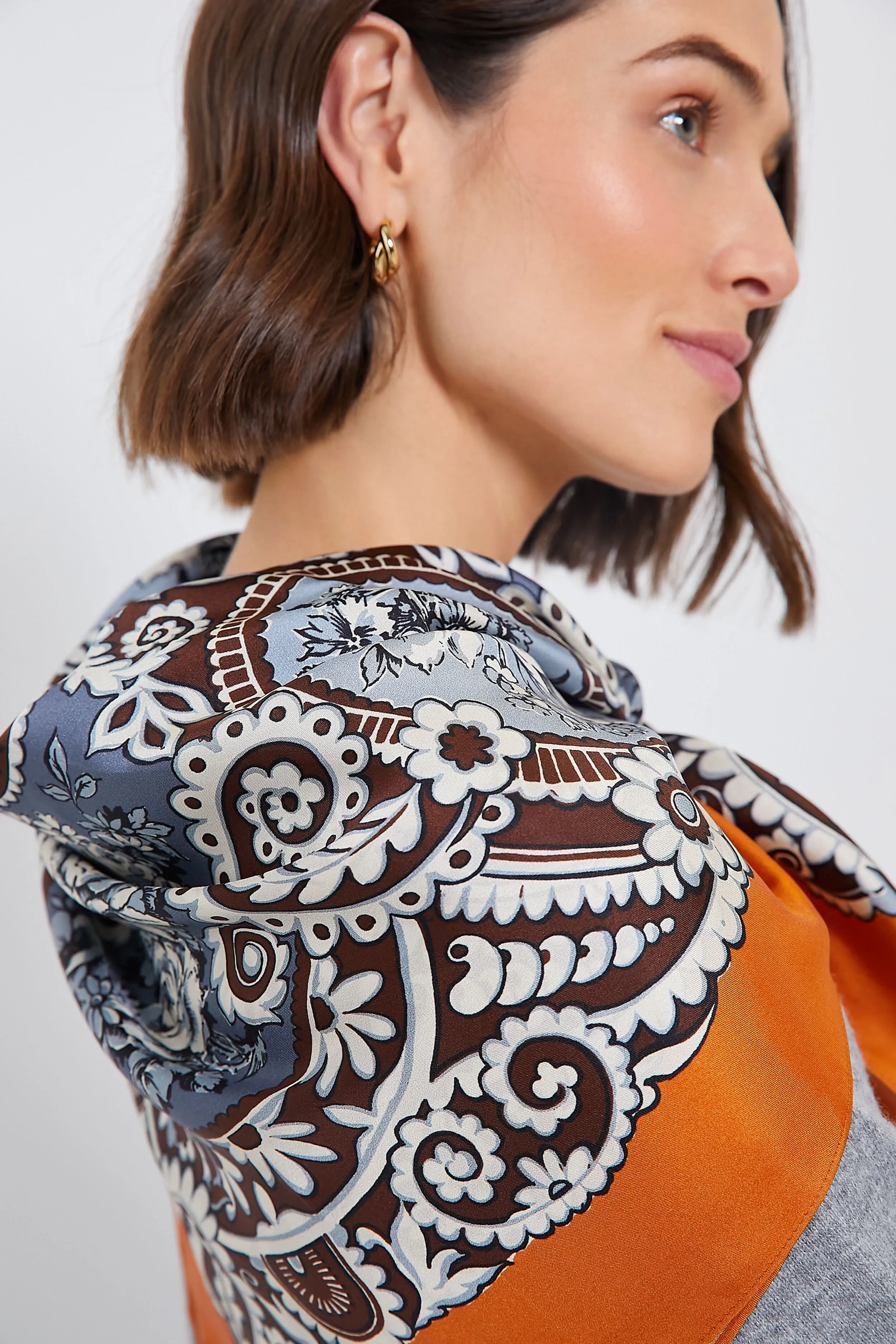 Orange Filigree Medium Silk Scarf sold by Tuckernuck product image thumbnail 2