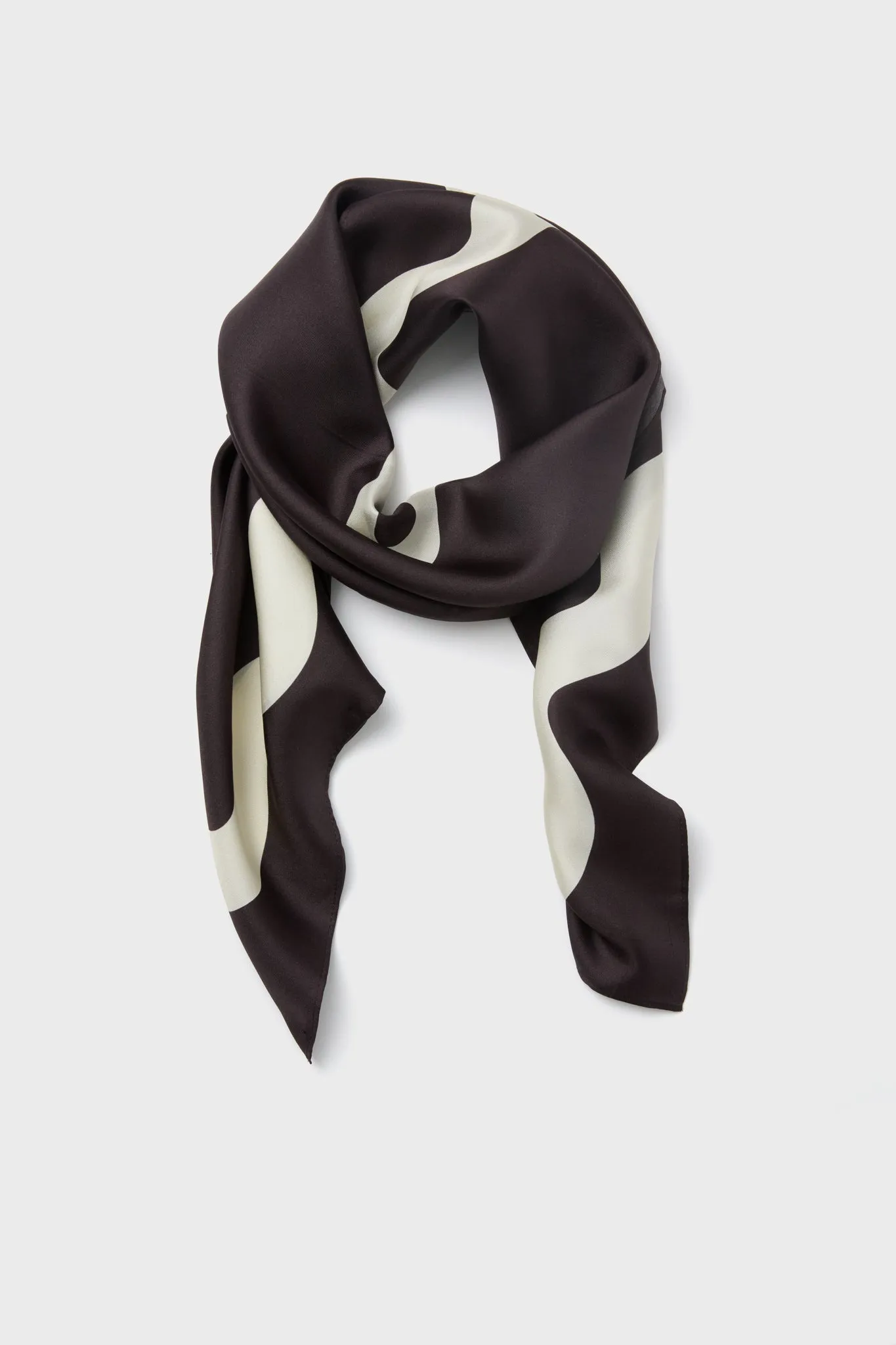 Espresso Wavy Border Medium Silk Scarf sold by Tuckernuck