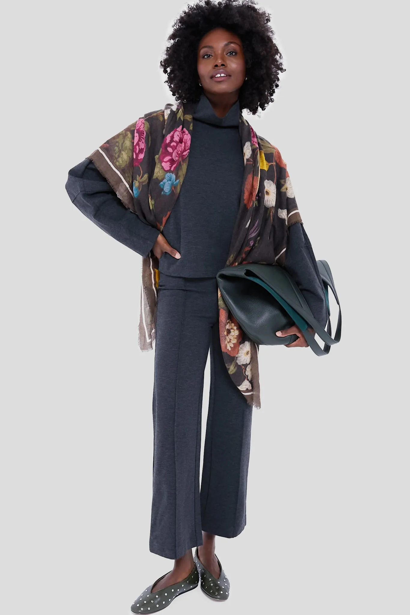 Baroque Floral Silk Cashmere Blend Large Scarf sold by Tuckernuck product image thumbnail 3