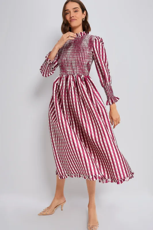 Wine Gingham Molly Dress sold by Tuckernuck