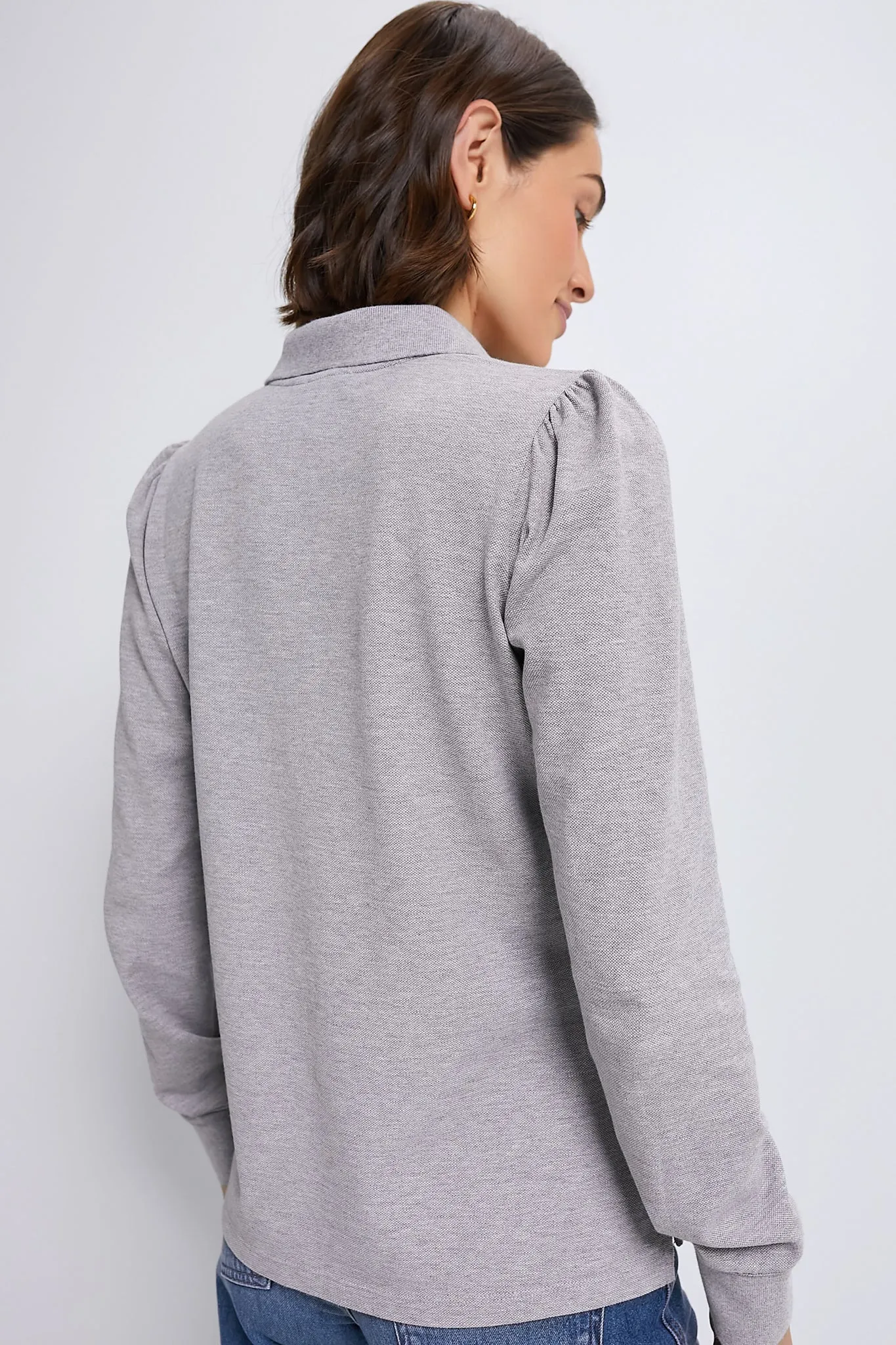 Gray Long Sleeve Pique Puff Sleeve Peggy Polo sold by Tuckernuck product image thumbnail 4
