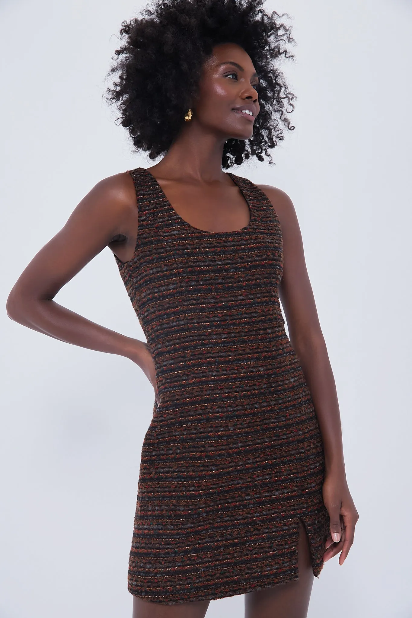 Black Multi Shimmer Tweed Mae Mini Dress sold by Tuckernuck