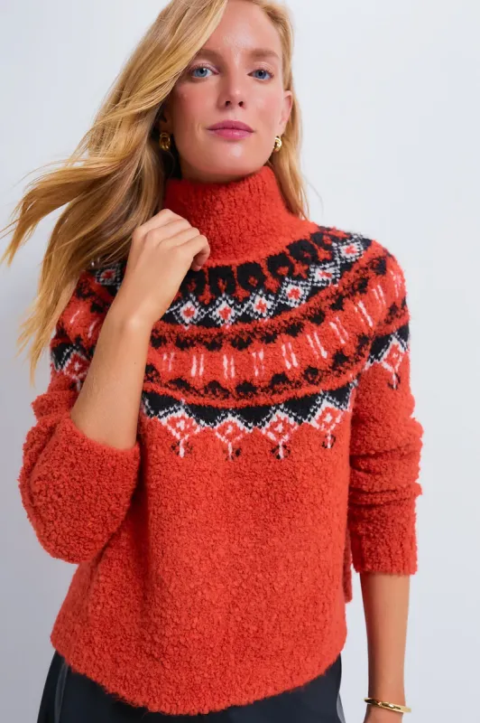 Red Boucle Emmett Fair Isle Turtleneck sold by Tuckernuck