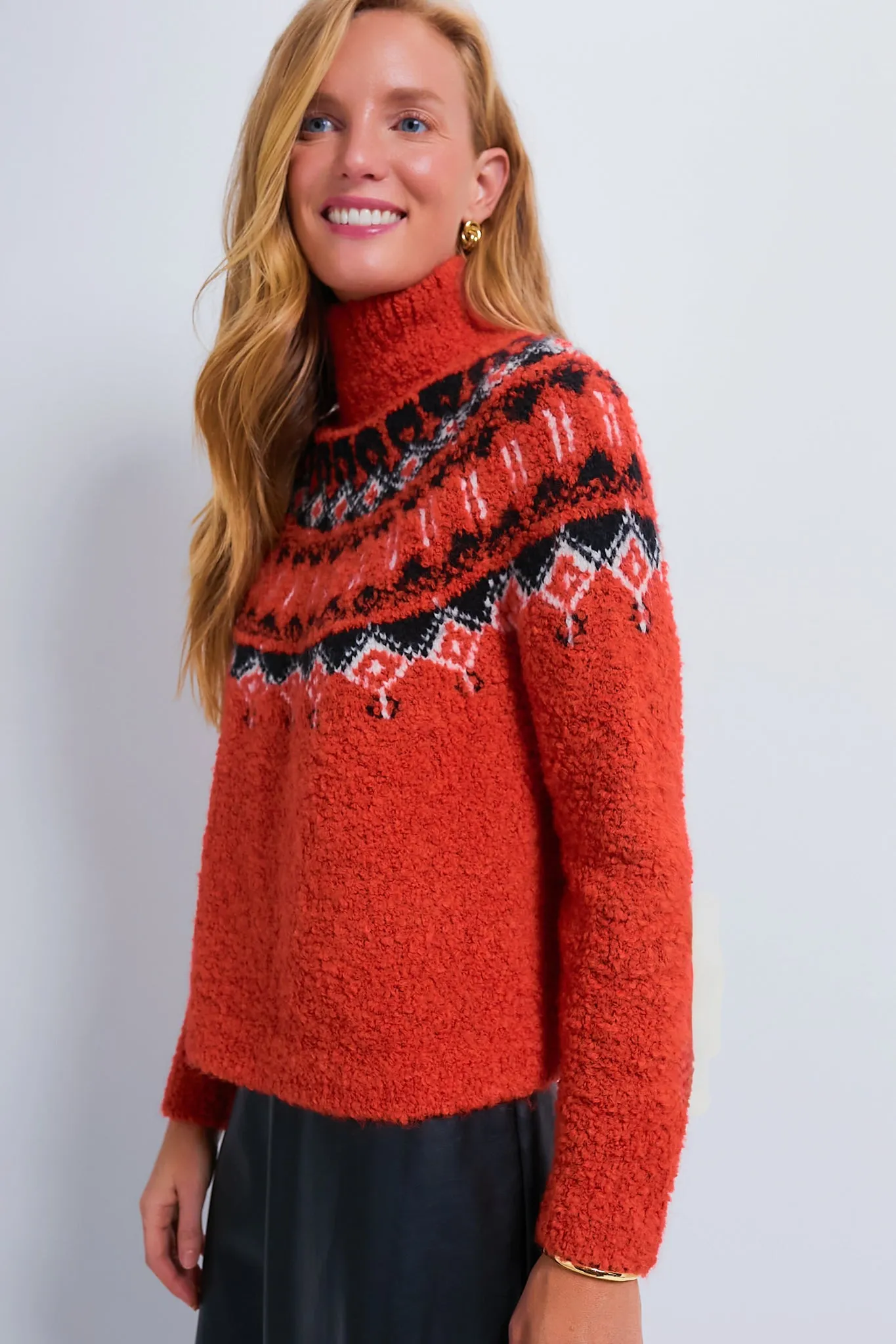 Red Boucle Emmett Fair Isle Turtleneck sold by Tuckernuck product image thumbnail 3