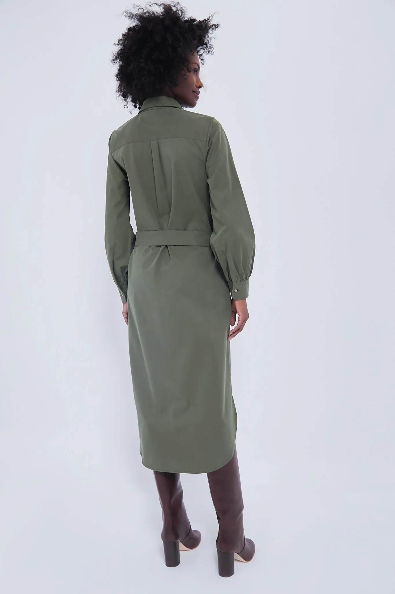 Olive Lantern Sleeve Tory Shirt Dress sold by Tuckernuck product image thumbnail 5
