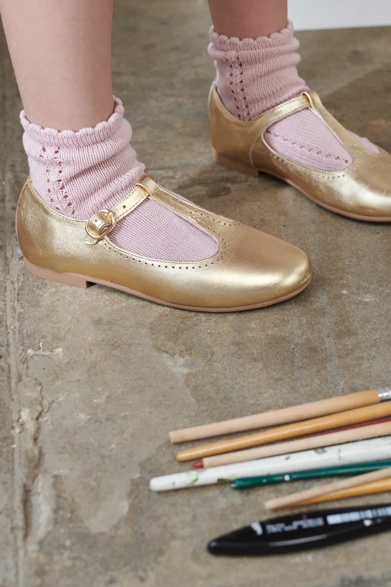 Gold Leather T Bar Shoes sold by Tuckernuck product image thumbnail 3