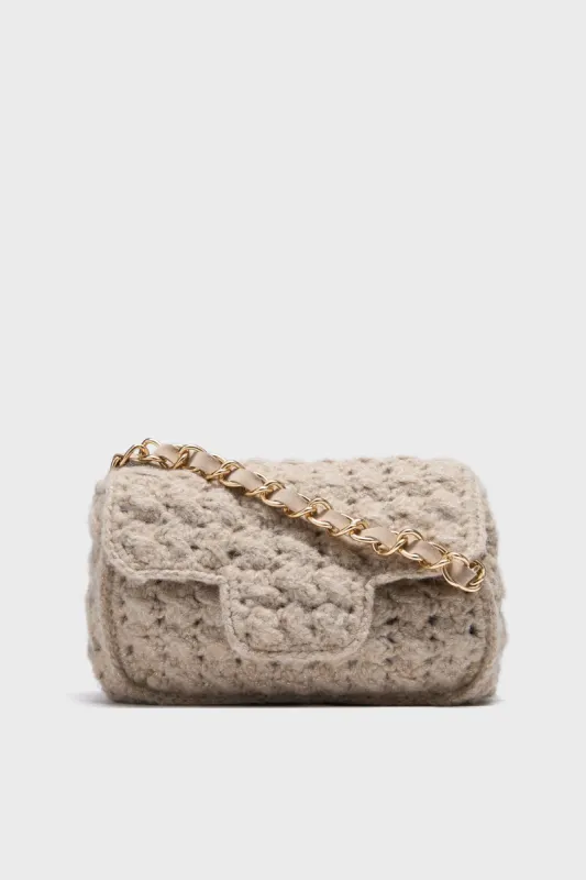 Tan Knit Woven Shoulder Bag sold by Tuckernuck