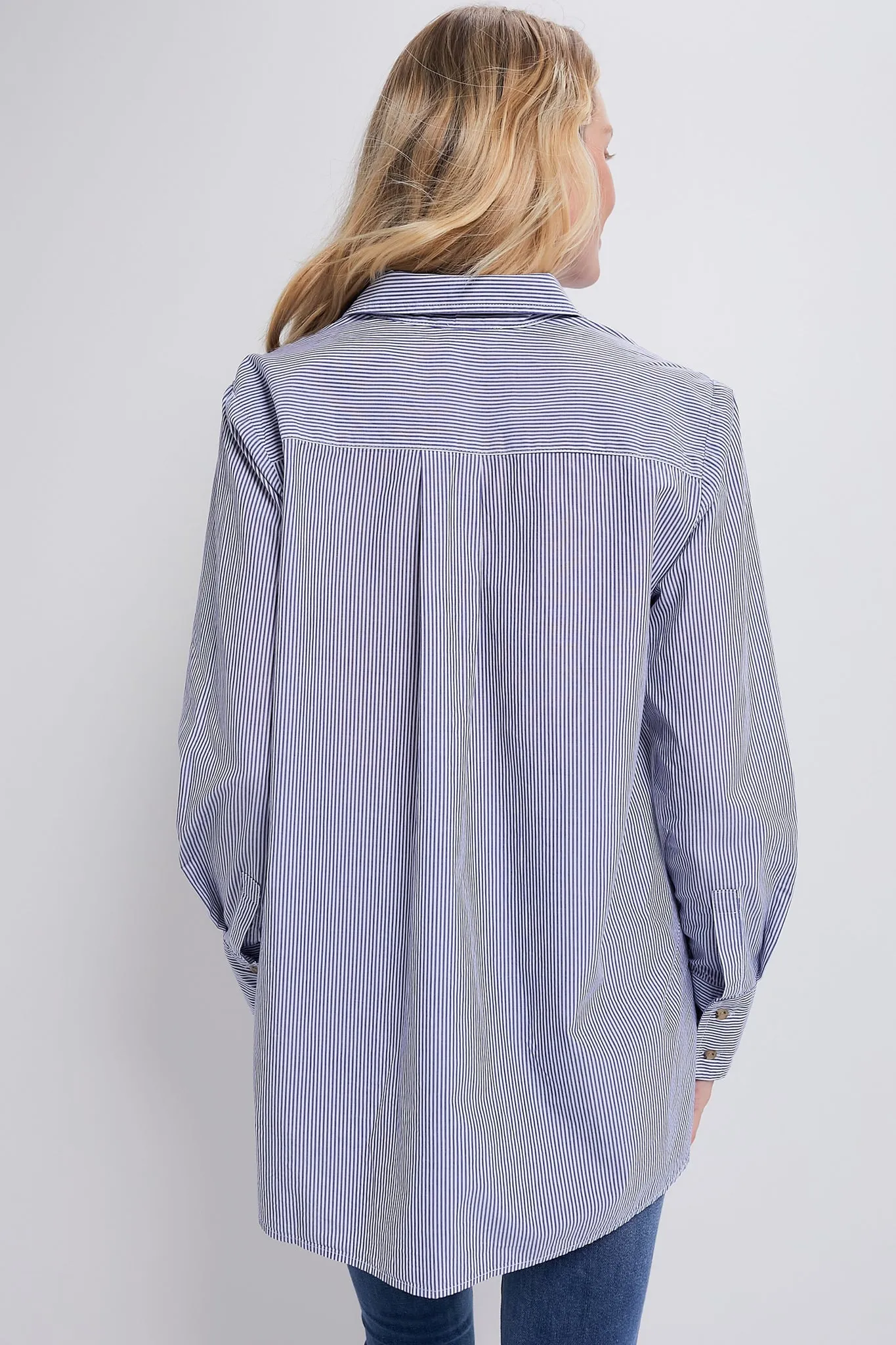 Navy and White Microstripe The Classic Buttondown sold by Tuckernuck product image thumbnail 4