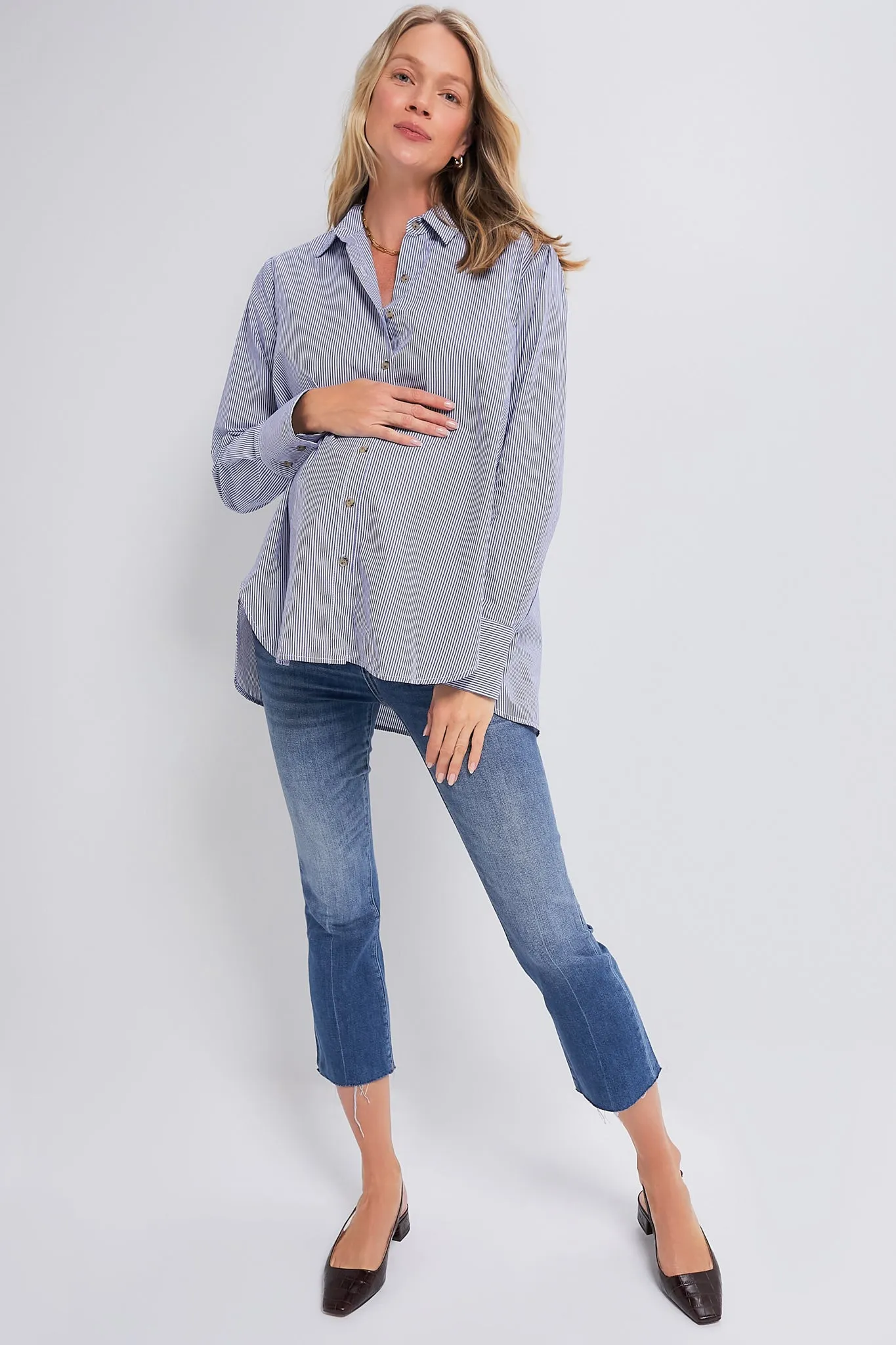 Navy and White Microstripe The Classic Buttondown sold by Tuckernuck product image thumbnail 2