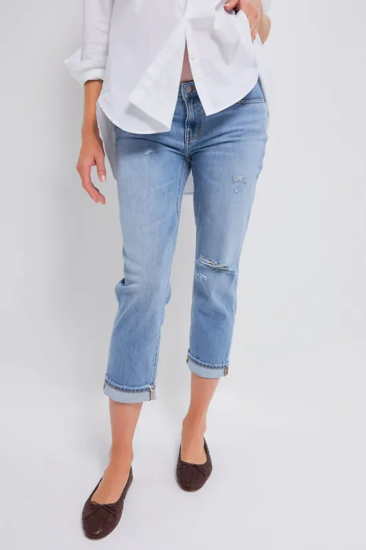 Destroyed Light Wash The Boyfriend Maternity Jean sold by Tuckernuck