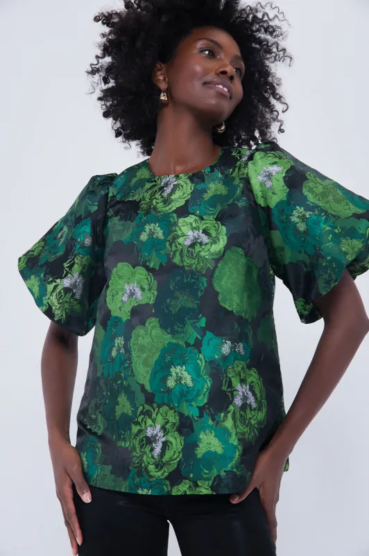 Green Jacquard Lyla Blouse sold by Tuckernuck