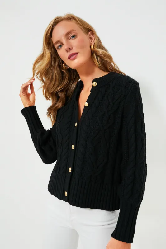 Black Cotton Colette Cardigan sold by Tuckernuck