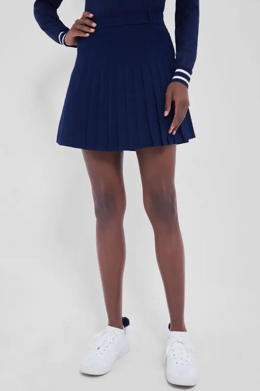 Refined Navy 4 Way Stretch 15 Inch High Waisted Pleated Skort sold by Tuckernuck