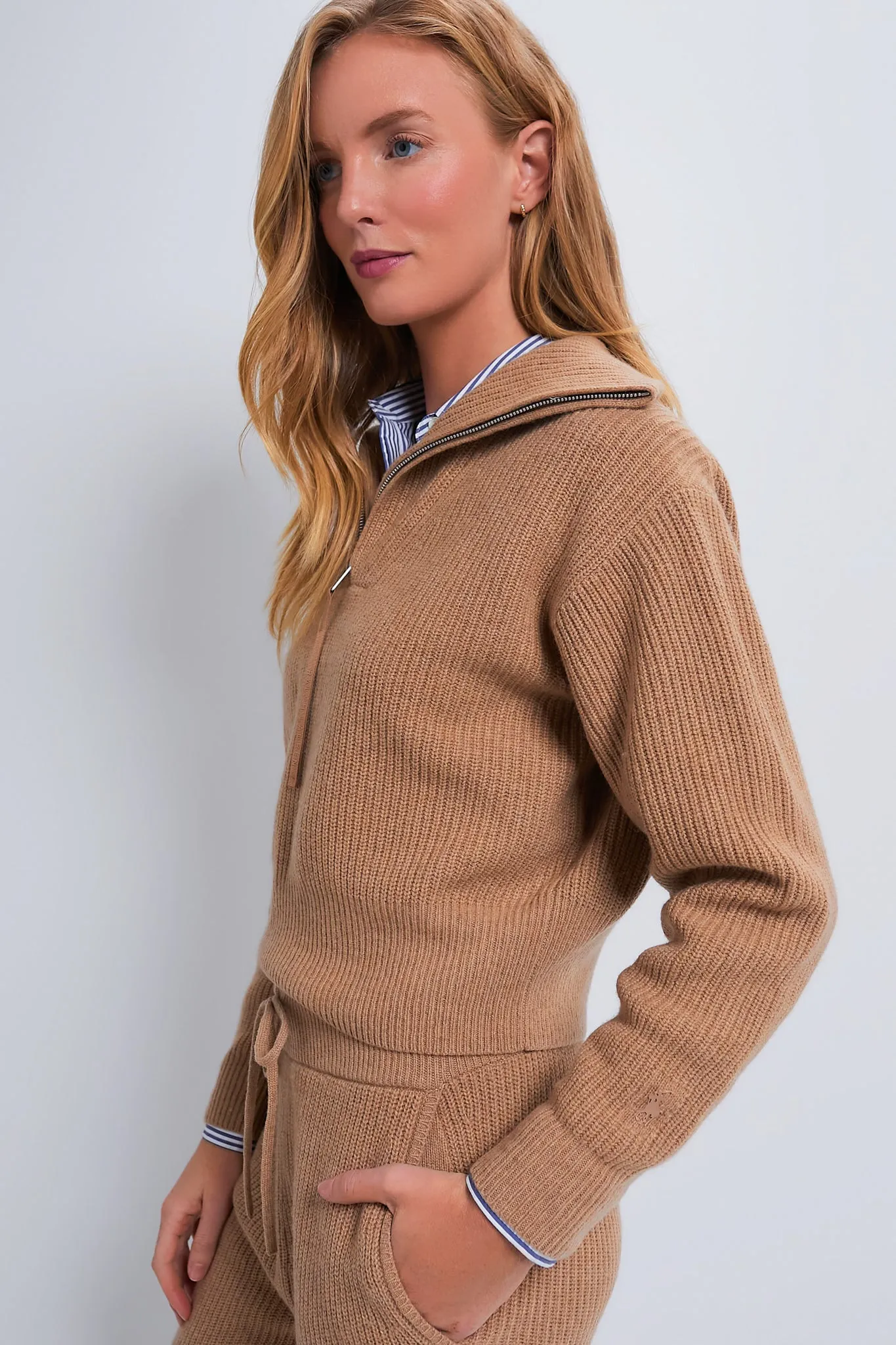 Camel Melange Long Sleeve Cashmere Wool Sweater sold by Tuckernuck product image thumbnail 3