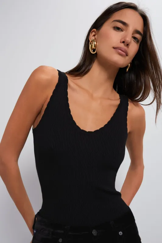 Black Scalloped Rib Heidi Knit Tank sold by Tuckernuck