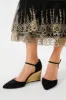 Black and Gold Darcy Wedges sold by Tuckernuck