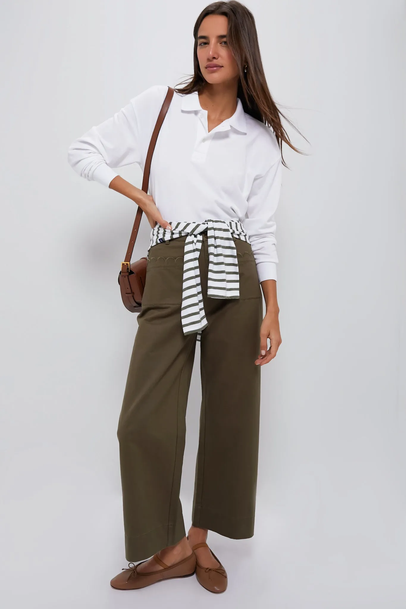 White Long Sleeve Pique Holmes Boyfriend Polo sold by Tuckernuck