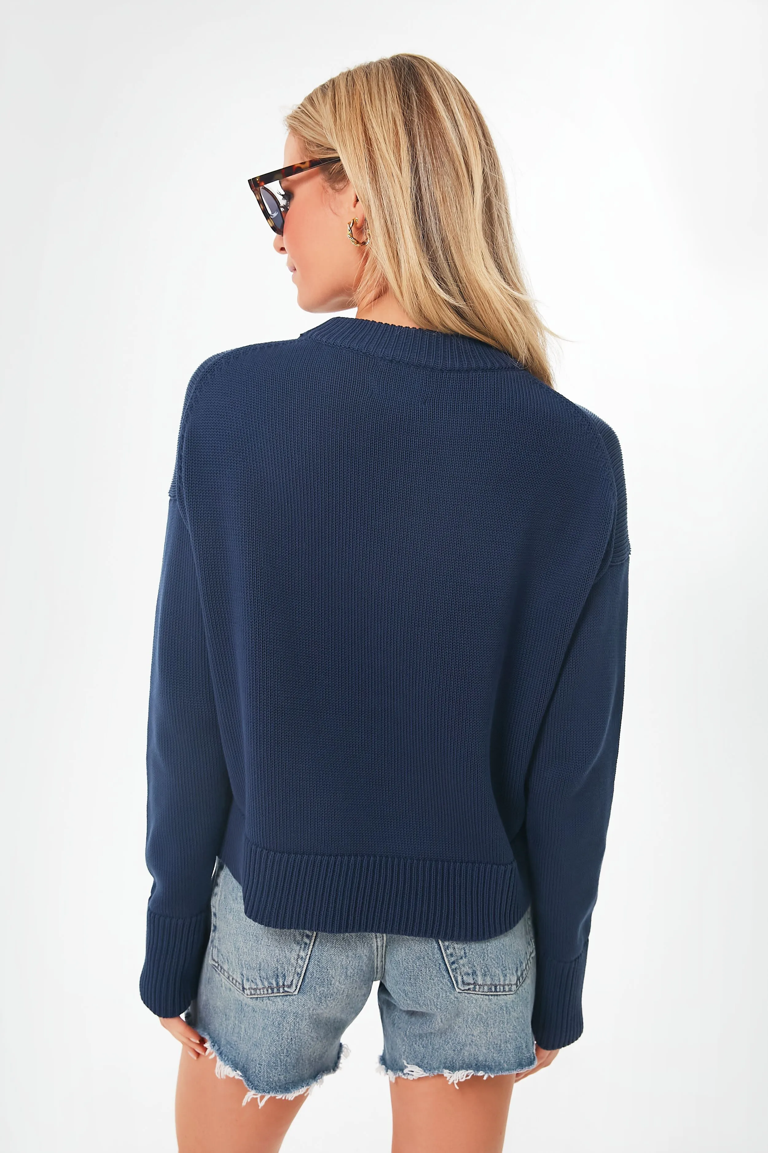 Navy Cropped Americana Sweater sold by Tuckernuck product image thumbnail 4