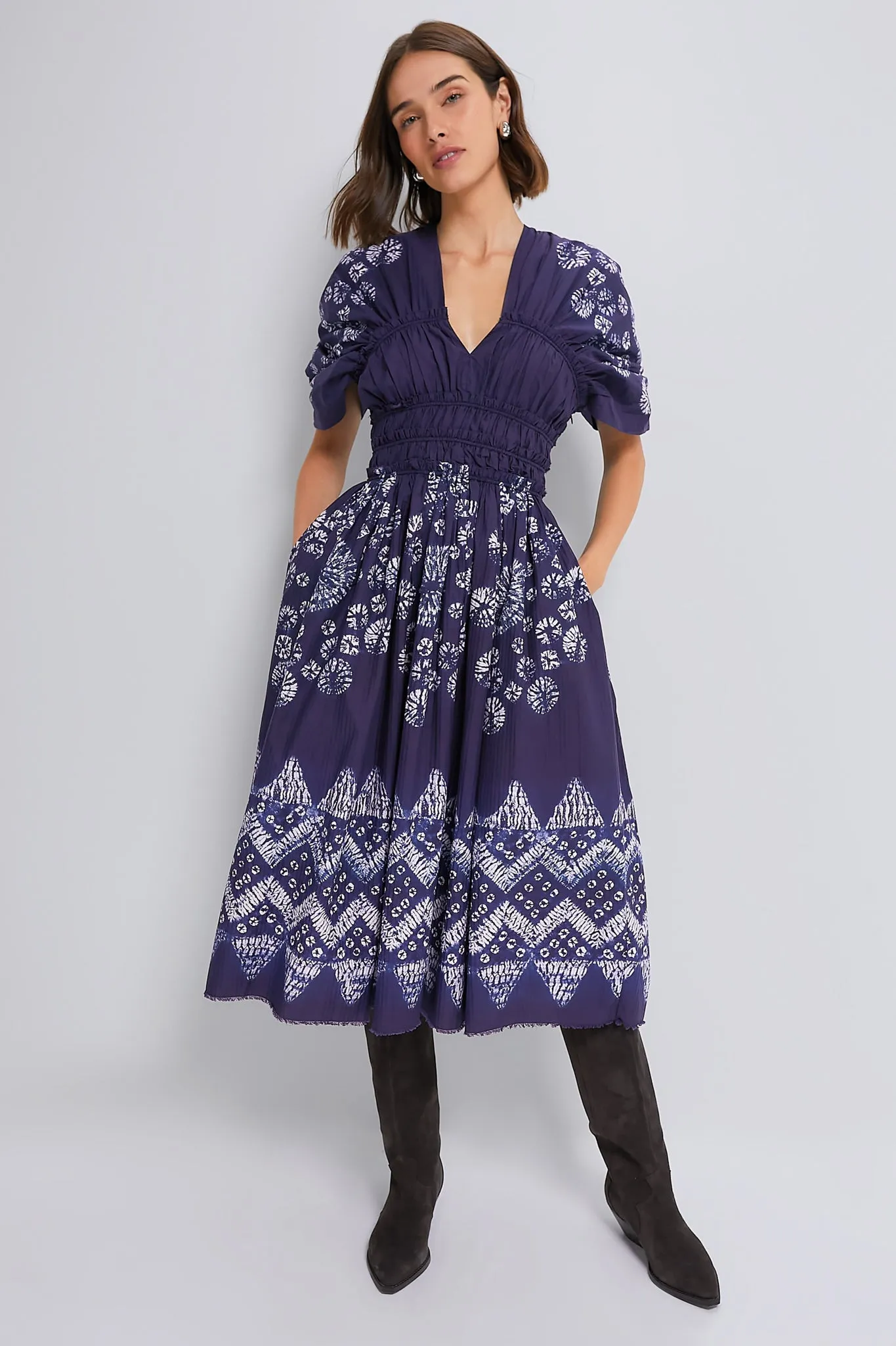 Yana Tie Dye Shortsleeve V-Neck Dress sold by Tuckernuck