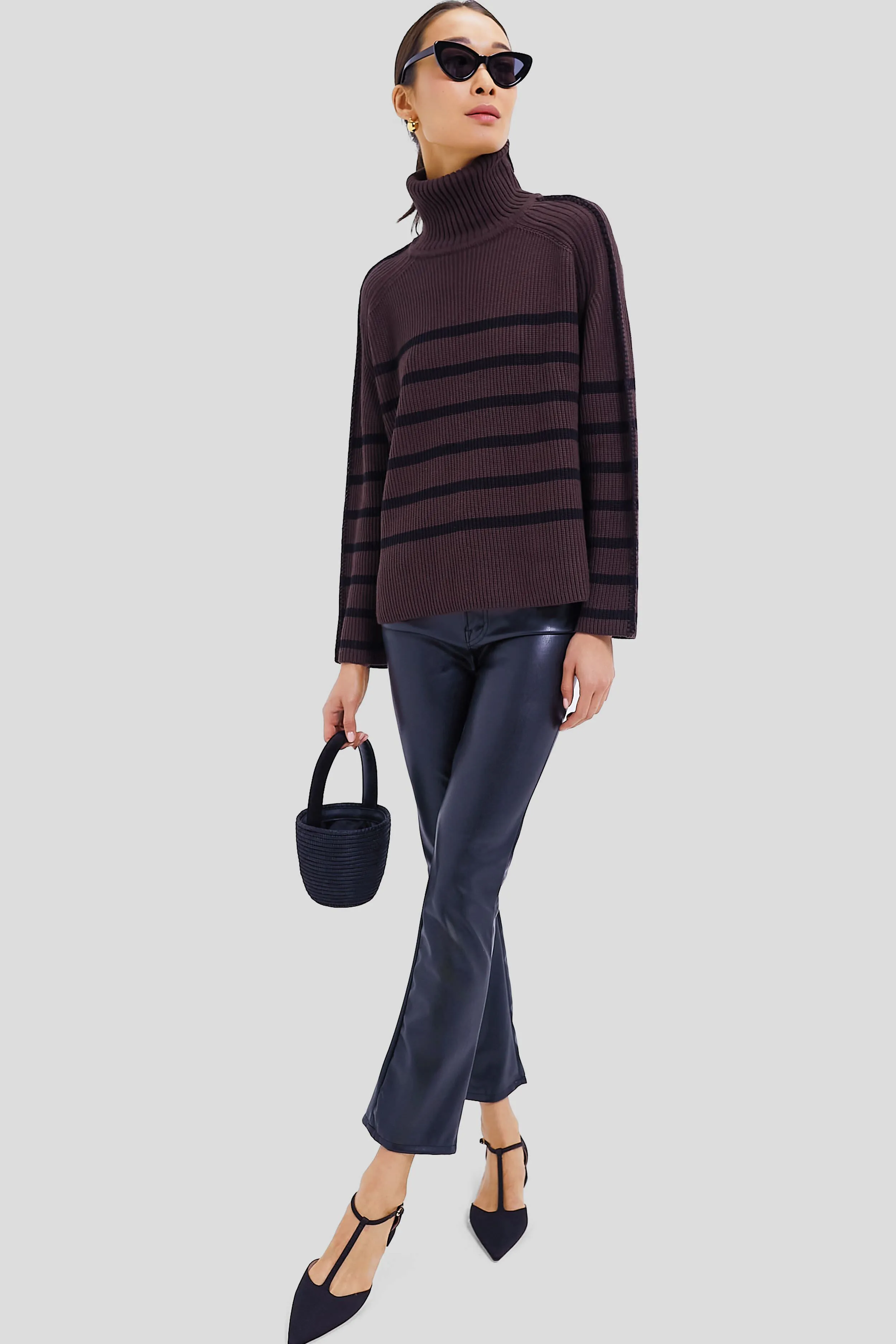 Chocolate & Black Striped Emsley Turtleneck sold by Tuckernuck product image thumbnail 2
