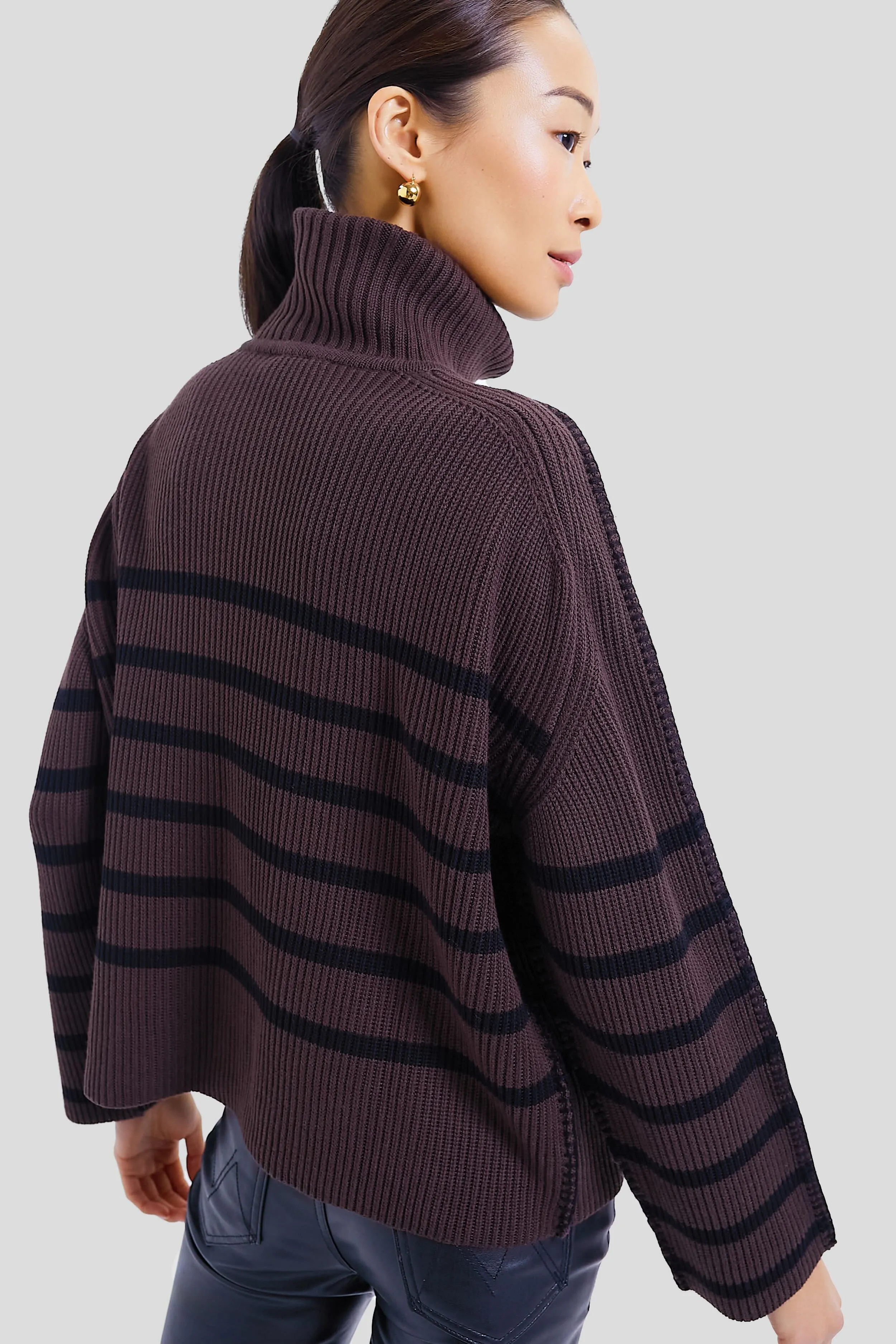 Chocolate & Black Striped Emsley Turtleneck sold by Tuckernuck product image thumbnail 4