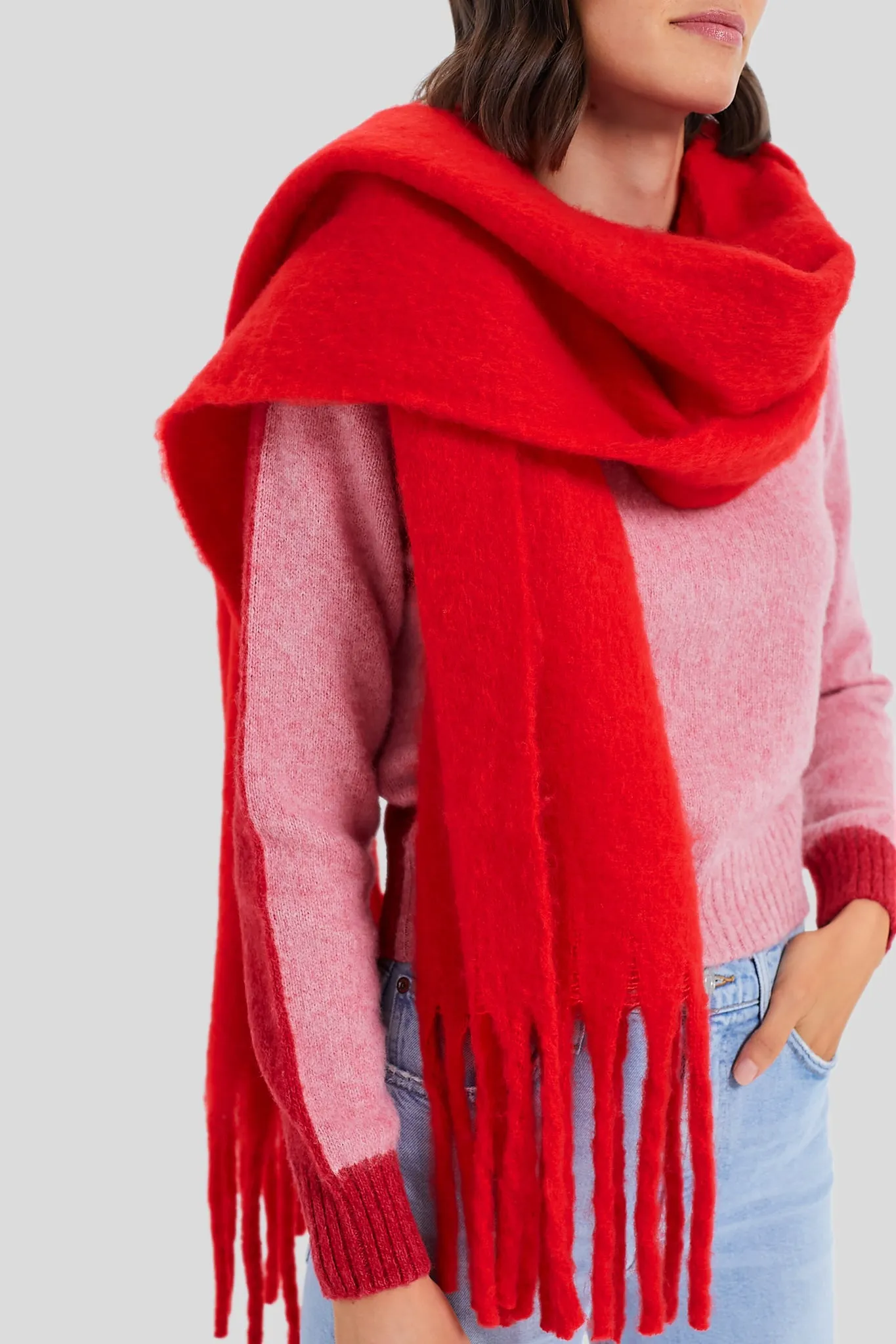 Red Chic Solid Scarf sold by Tuckernuck product image thumbnail 3