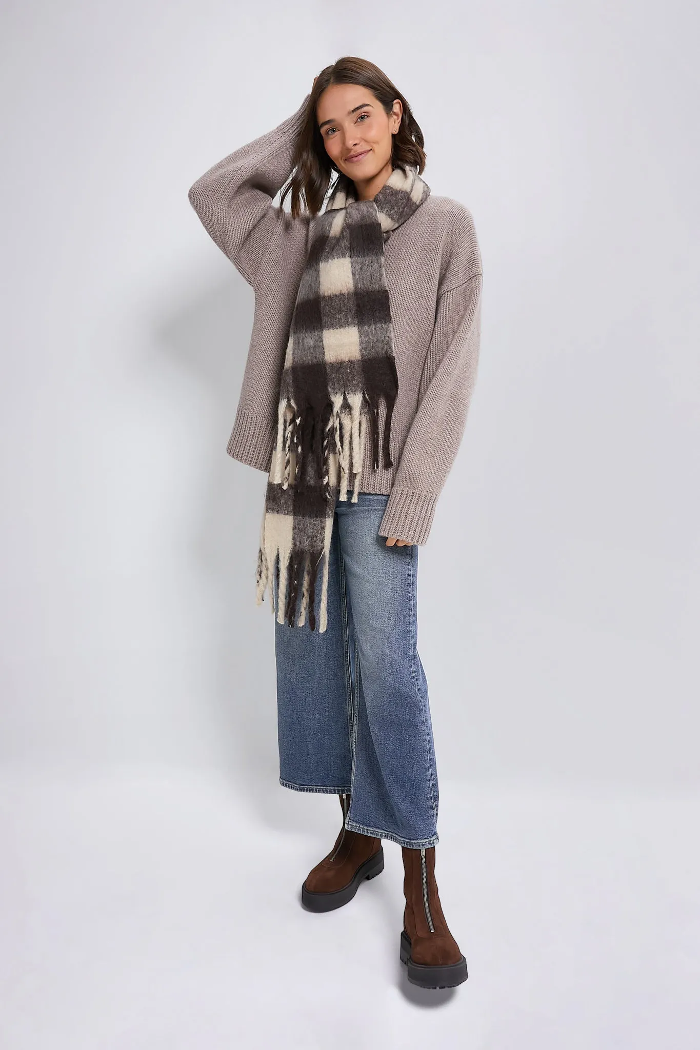 Mocha Plaid Pattern Scarf sold by Tuckernuck product image thumbnail 2