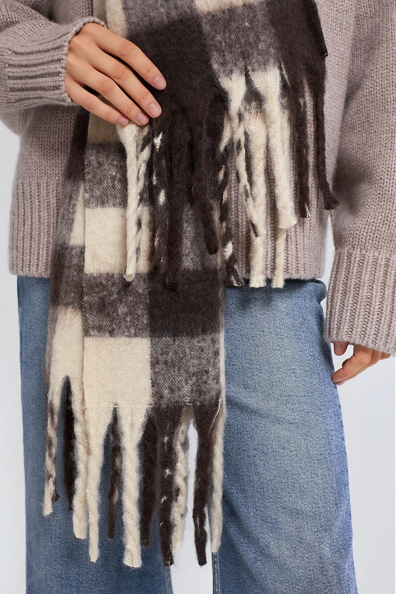 Mocha Plaid Pattern Scarf sold by Tuckernuck product image thumbnail 3