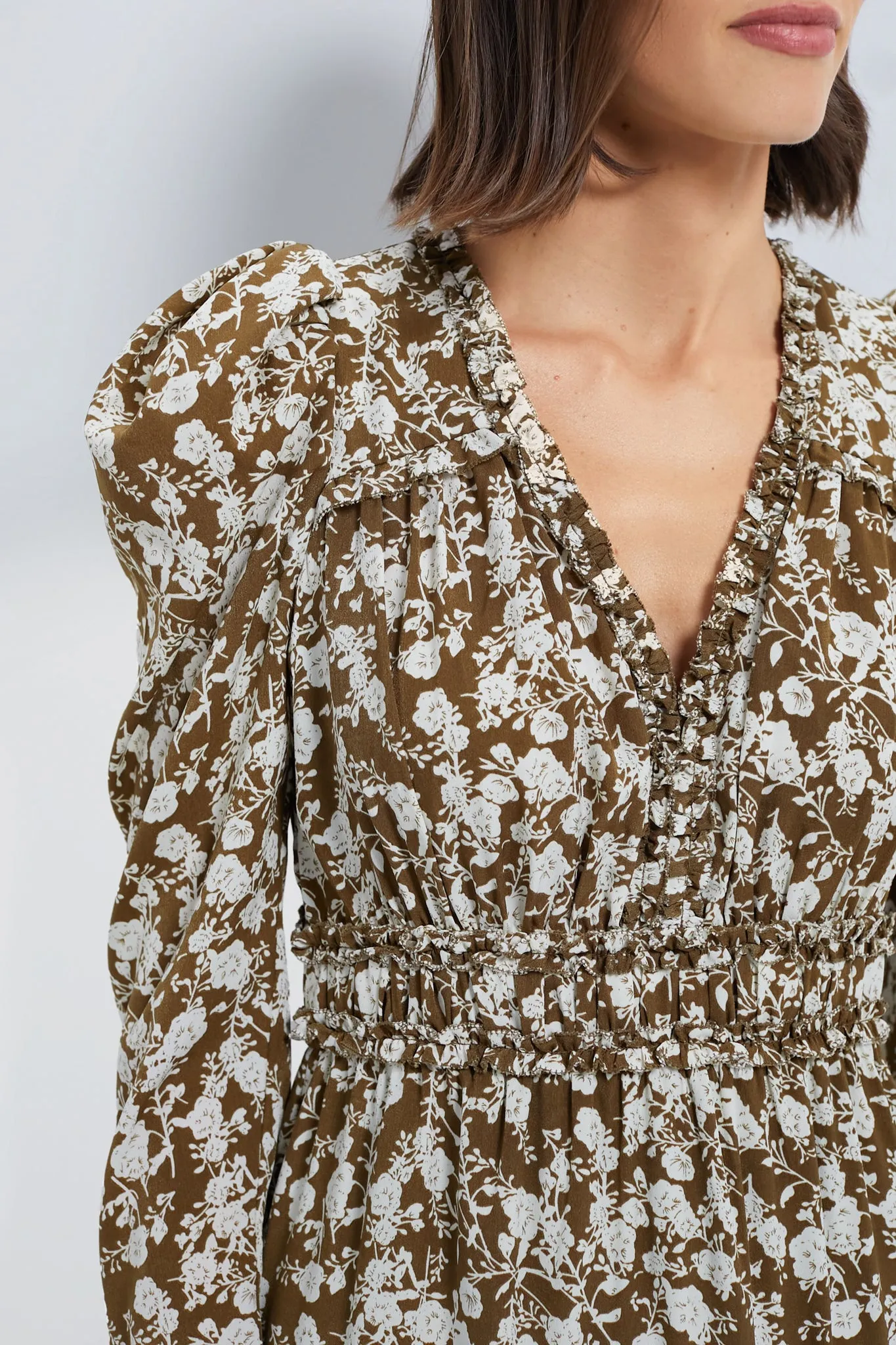 Olive Floral Renee Ruffle Midi Dress sold by Tuckernuck product image thumbnail 5