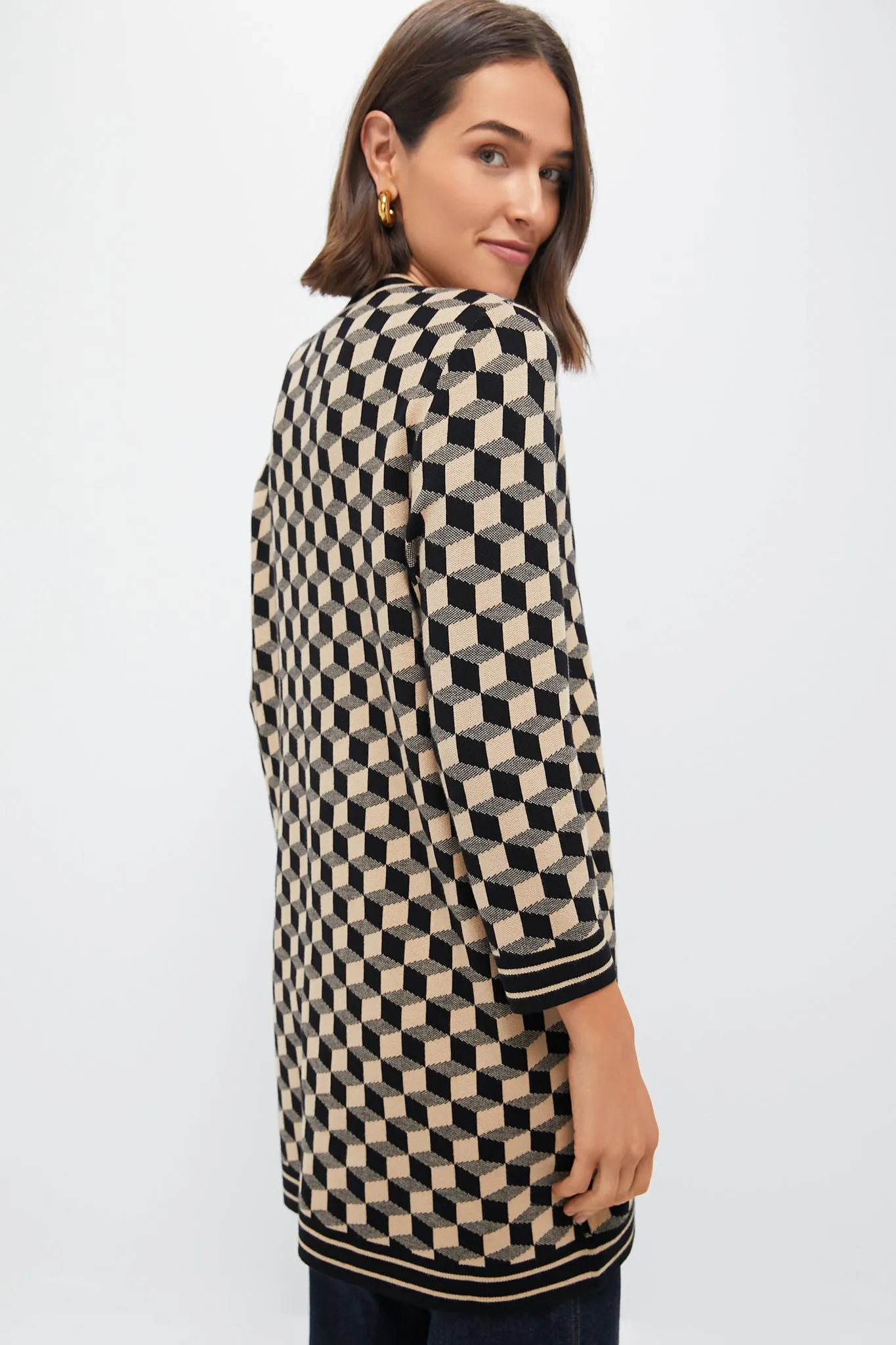 Onyx and Camel Knit Geo Liv Cardigan sold by Tuckernuck product image thumbnail 4