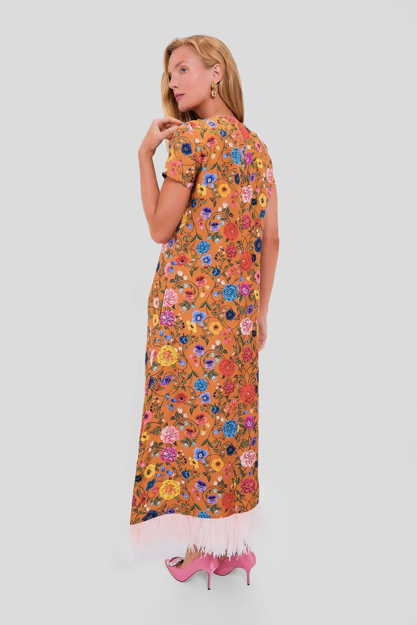 Botticelli Rust Short Sleeve Swing Dress with Feathers sold by Tuckernuck product image thumbnail 4