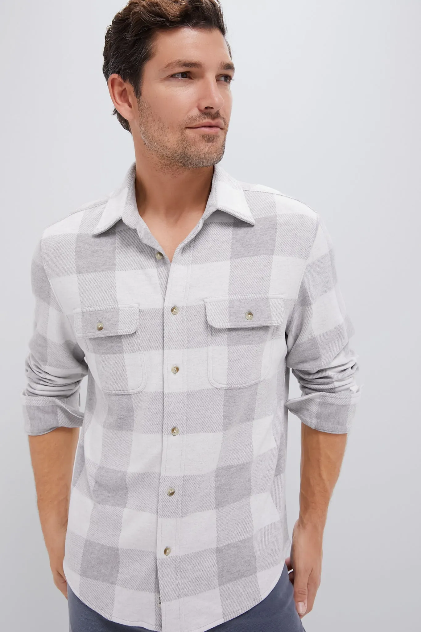 Heather Grey Plaid Dunewood Flannel sold by Tuckernuck