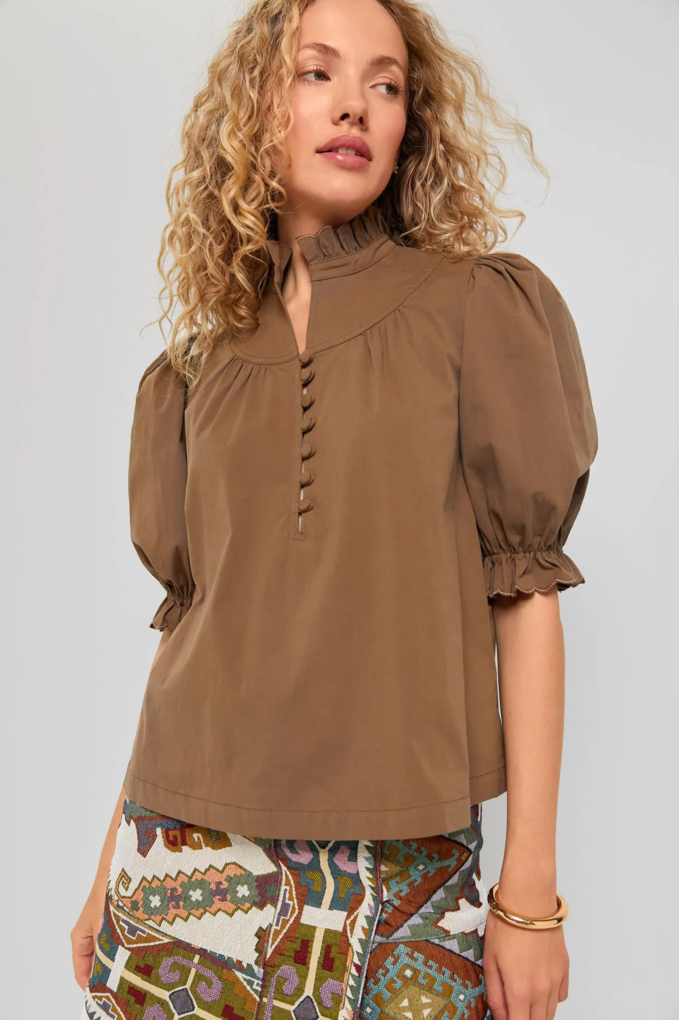 Chestnut Brown Selena Blouse sold by Tuckernuck