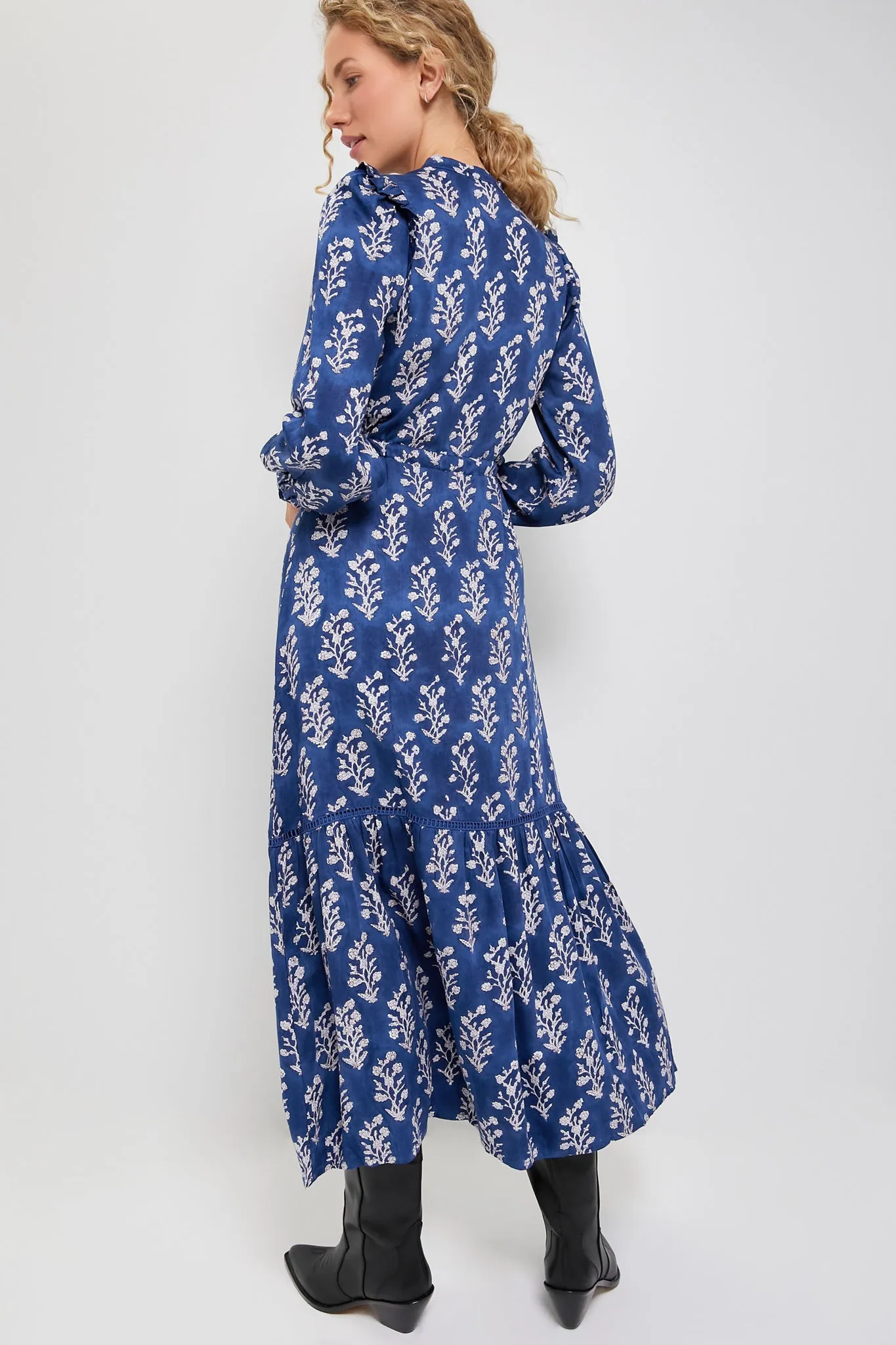 Pressed Flowers Blue Silk Frances 4 Dress sold by Tuckernuck product image thumbnail 4