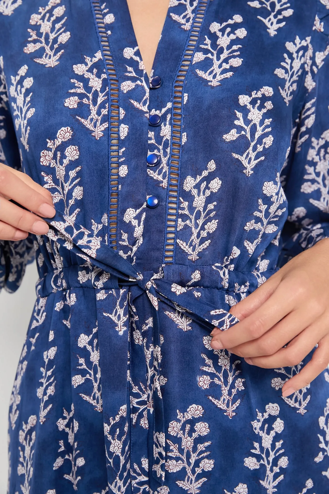 Pressed Flowers Blue Silk Frances 4 Dress sold by Tuckernuck product image thumbnail 5