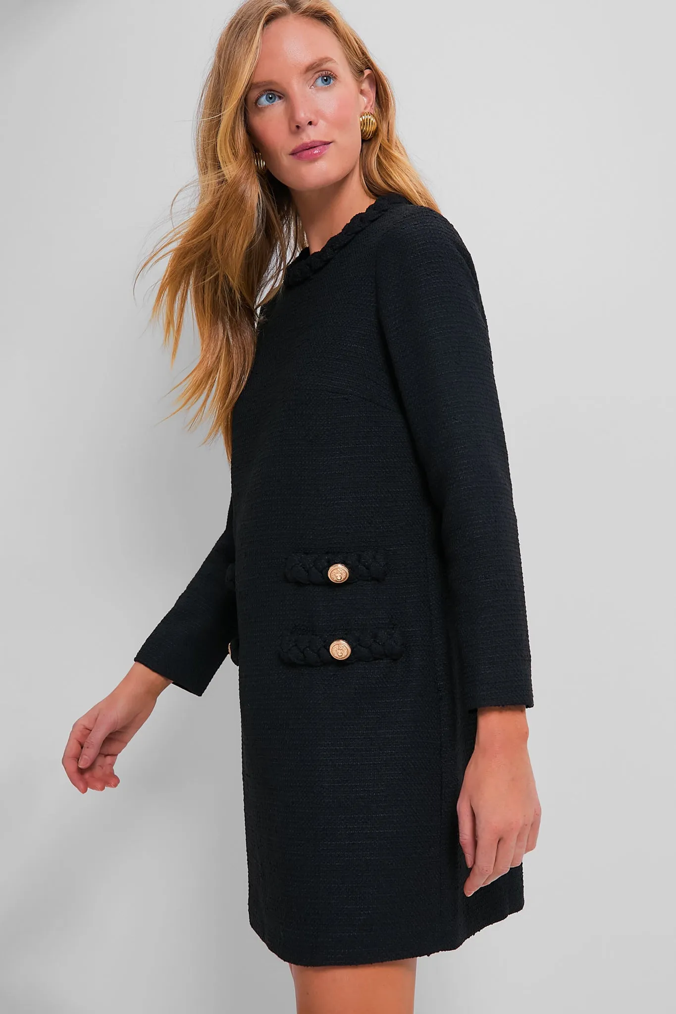 Black Tweed Long Sleeve Jackie Dress sold by Tuckernuck product image thumbnail 3