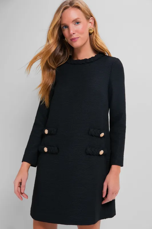 Black Tweed Long Sleeve Jackie Dress sold by Tuckernuck