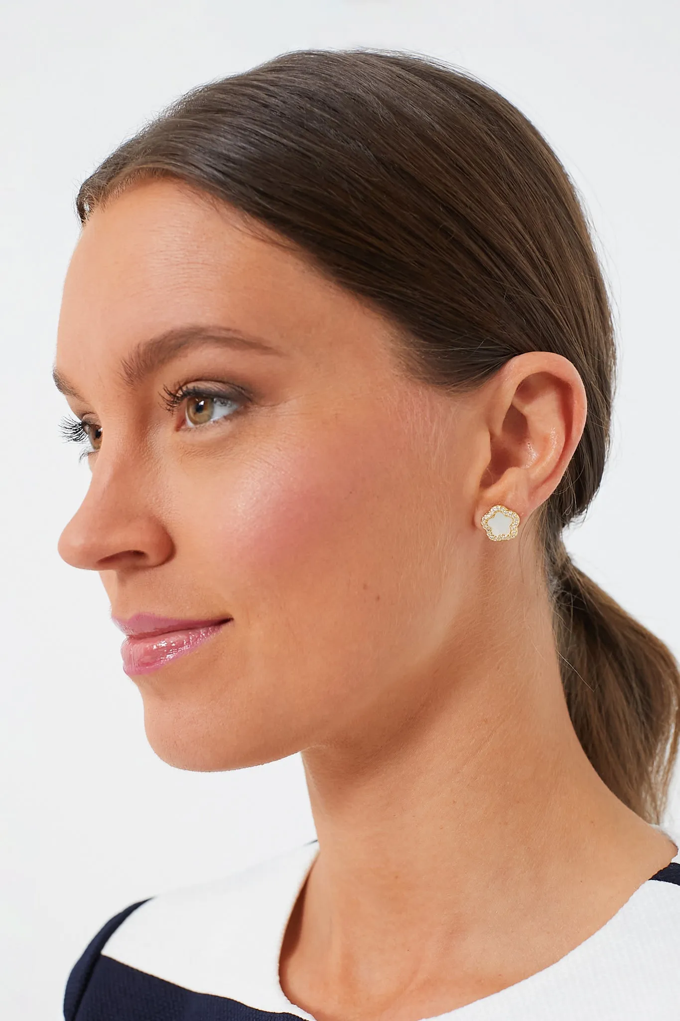 Gold Lilia Pave Stud Earrings sold by Tuckernuck product image thumbnail 2