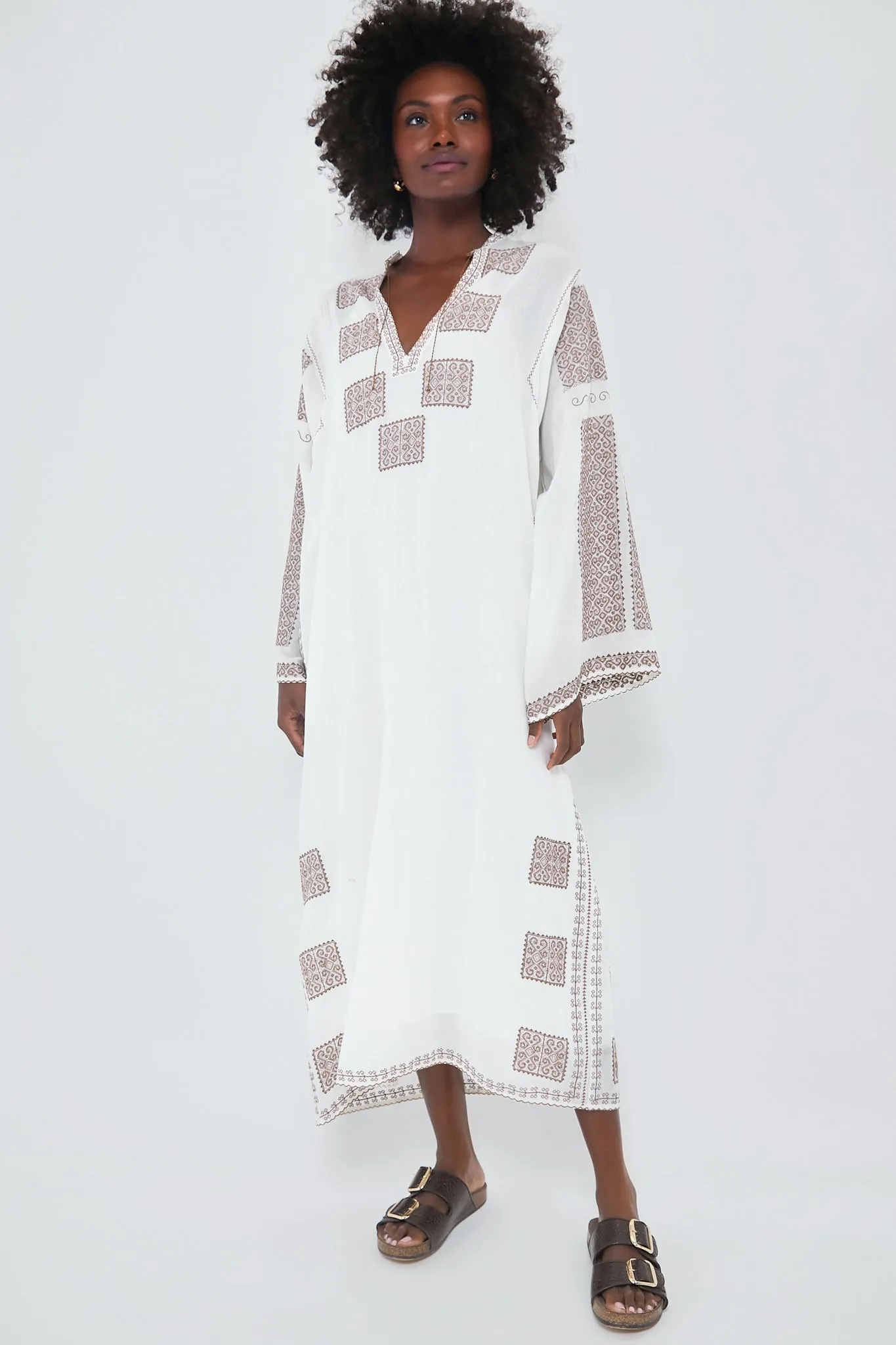 Embroidered Leila Caftan sold by Tuckernuck