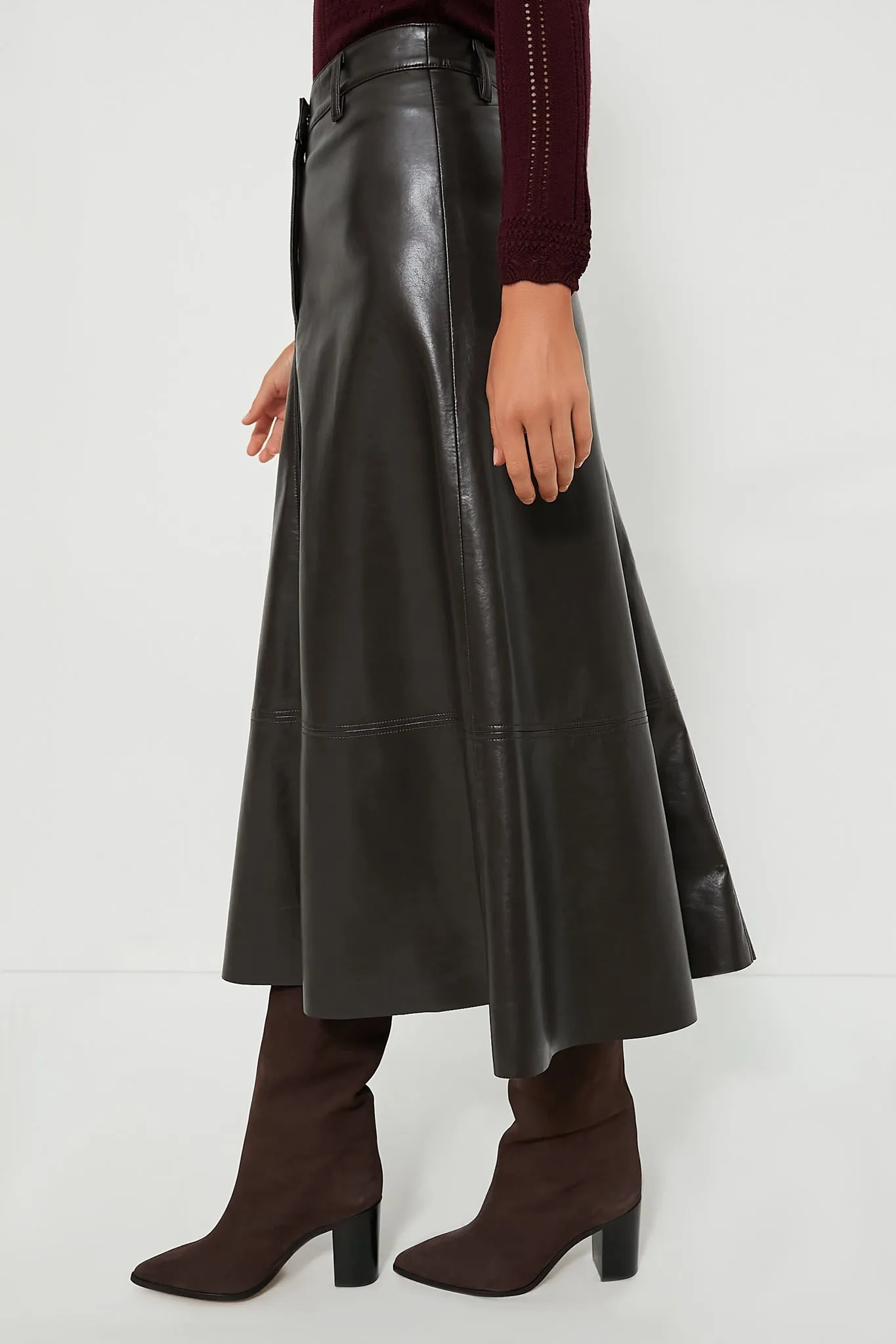 Chocolate Cassia Leather Skirt sold by Tuckernuck product image thumbnail 4
