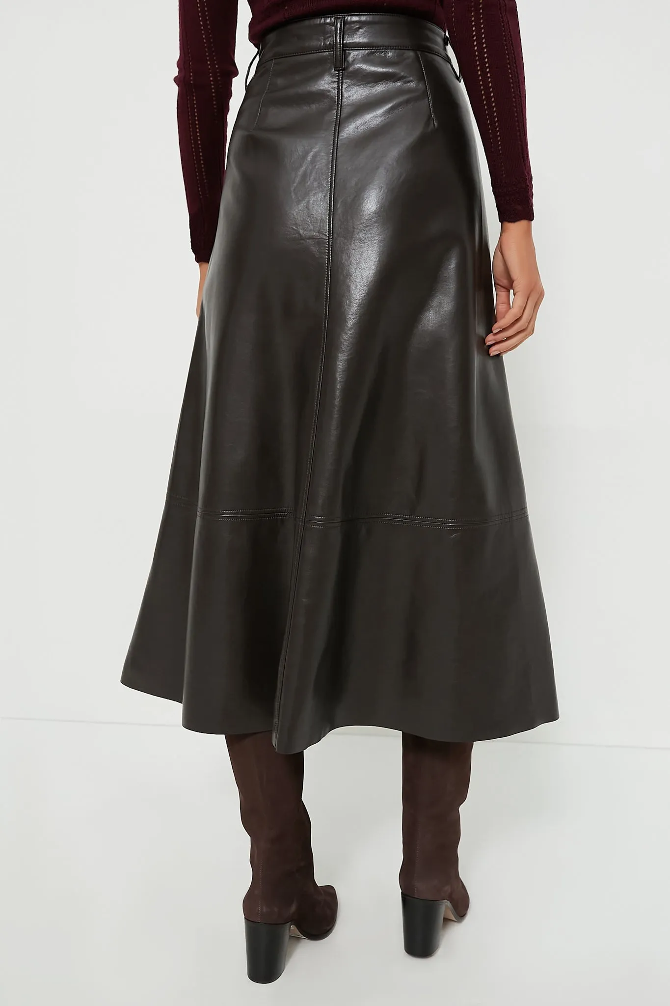 Chocolate Cassia Leather Skirt sold by Tuckernuck product image thumbnail 5