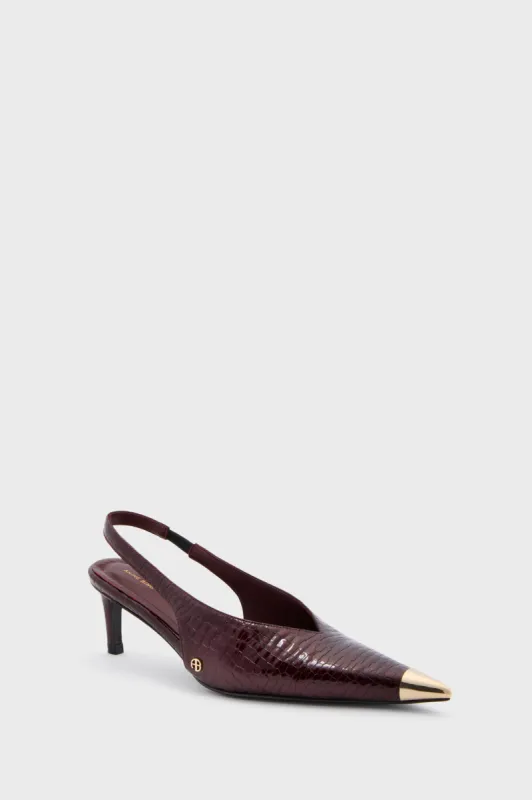 Burgundy Nina Heels with Metal Toe Cap sold by Tuckernuck
