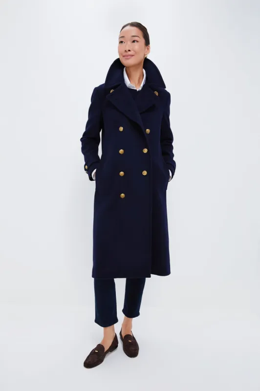 Navy Wool Melton Coat sold by Tuckernuck