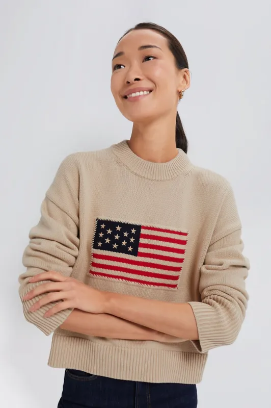 Cropped Beachwood Cotton Americana Sweater made by Tuckernuck