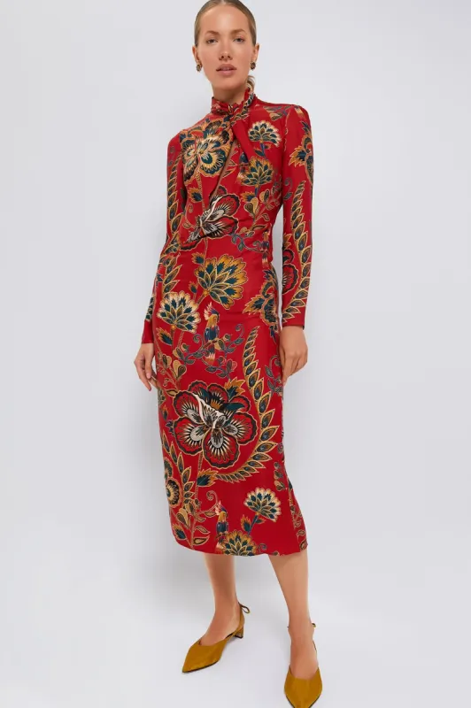 Red Floral Cutout Long Sleeve Midi Dress sold by Tuckernuck
